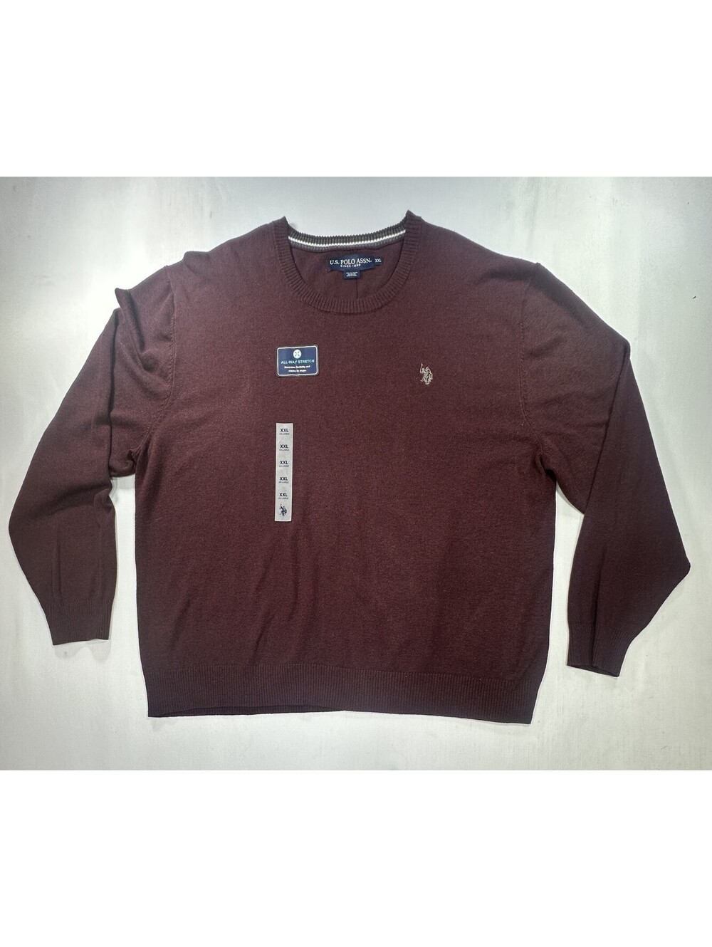 US Polo Assn Crew Neck Stretch Pullover Sweater Red Mens 2XL